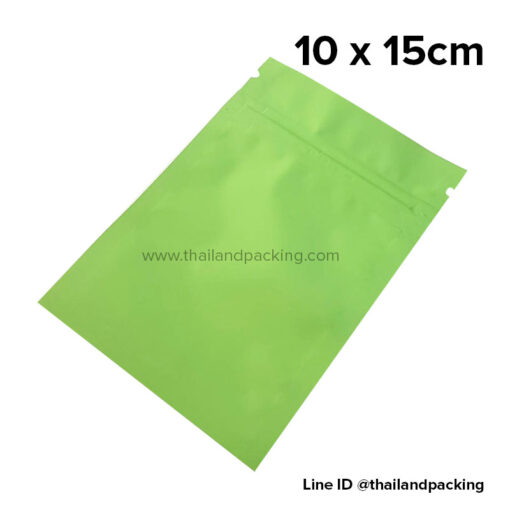 ถุงซิปก้นแบน ตั้งไม่ได้ สีเขียว 10 x 15cm