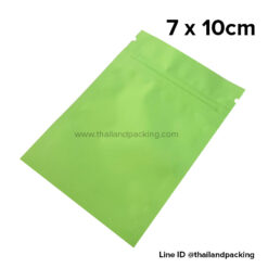ถุงซิปก้นแบน ตั้งไม่ได้ สีเขียว 7 x 10cm