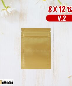 ถุงซิปล็อค ก้นแบน สีทองทึบ เนื้อด้าน V2 ขนาด 8x12 ซม.