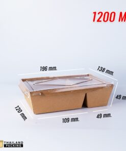 กล่องข้าวกระดาษ กล่องไฮบริด กล่องกระดาษคราฟท์ ฝาใส 1200 ML (1)