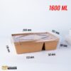 กล่องข้าวกระดาษ กล่องไฮบริด กล่องกระดาษคราฟท์ ฝาใส 1600 ML (1)
