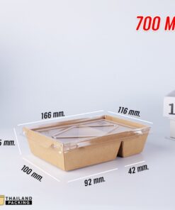กล่องข้าวกระดาษ กล่องไฮบริด กล่องกระดาษคราฟท์ ฝาใส 700 ML (1)